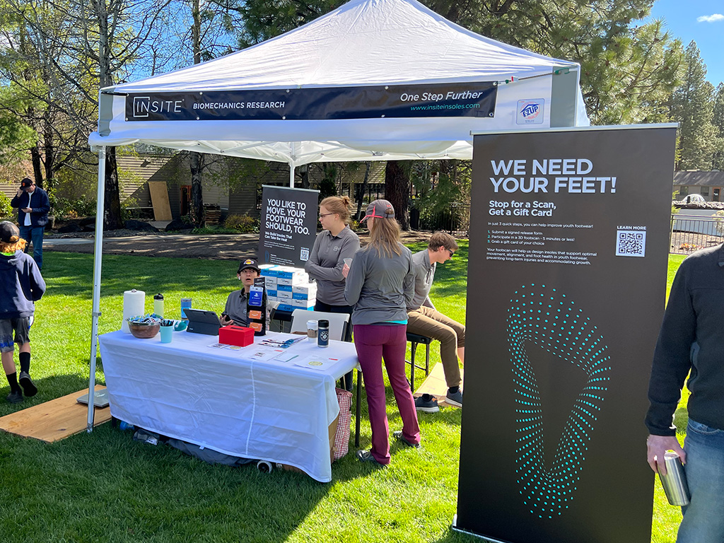 INSITE biomechanics lab booth at the Kids' Pole, Pedal, Paddle event in Bend, OR