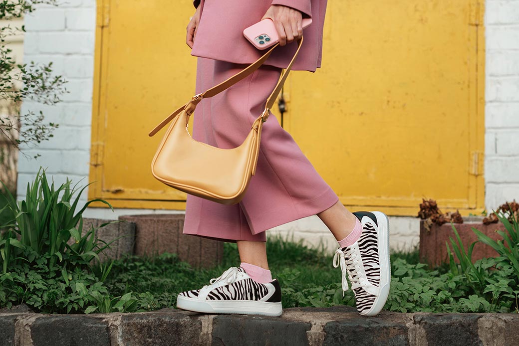 Model with zebra pattern shoes