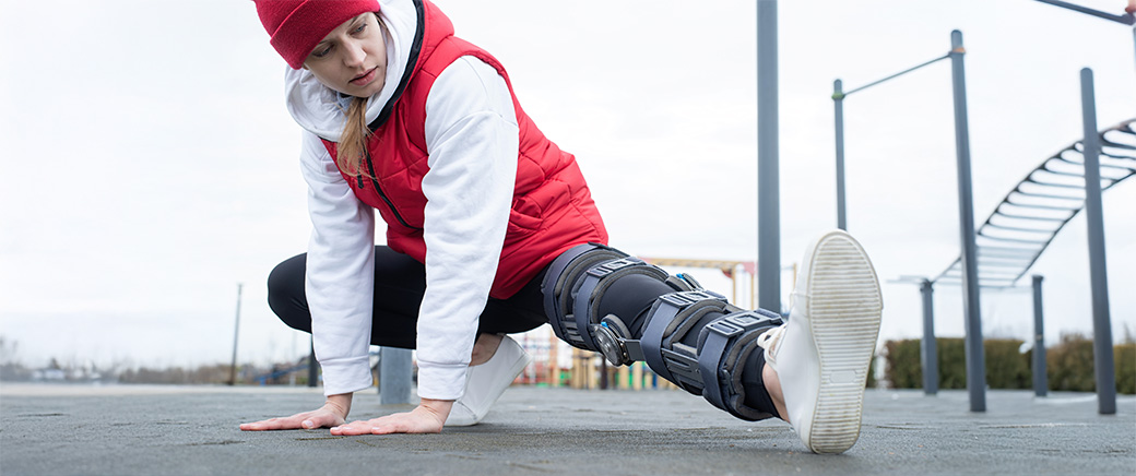 runner stretching on the road